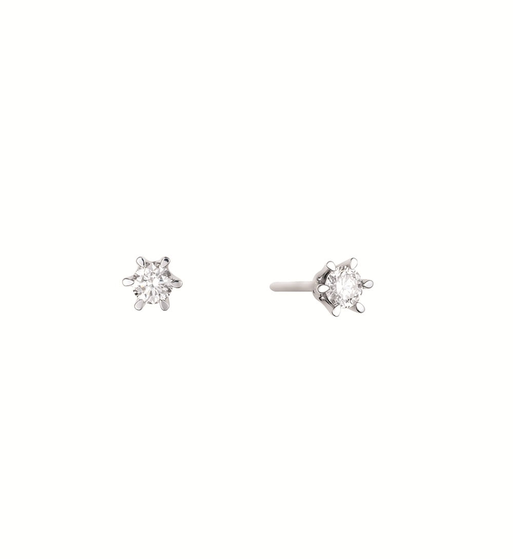 Brinco Solitário em Ouro Branco 18k e Diamantes